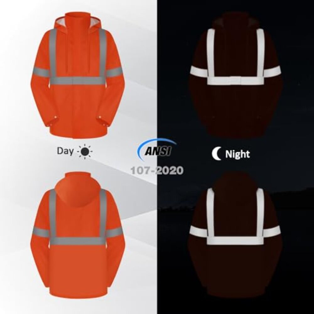 High Visibility Rain Jacket Waterproof Hooded Saf… - image 4
